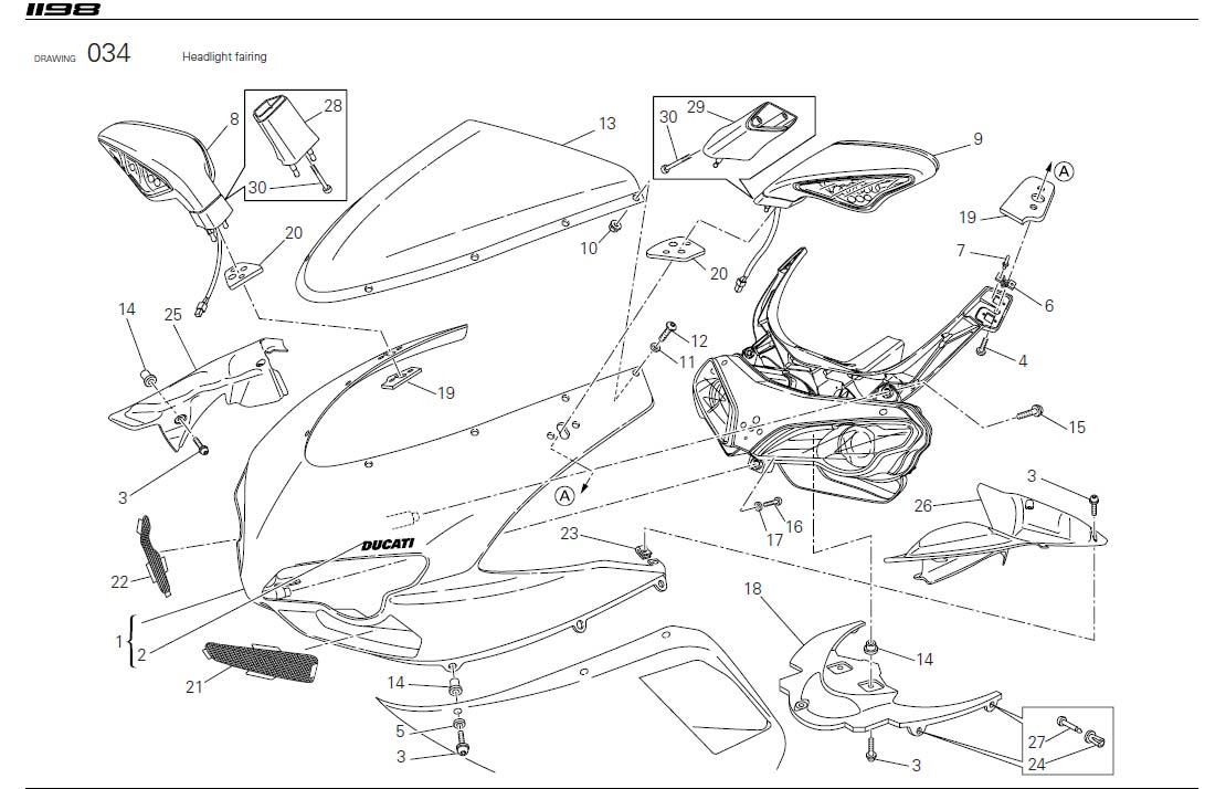  Ducati Superbike  Screw System Headlight Fairing Engine 